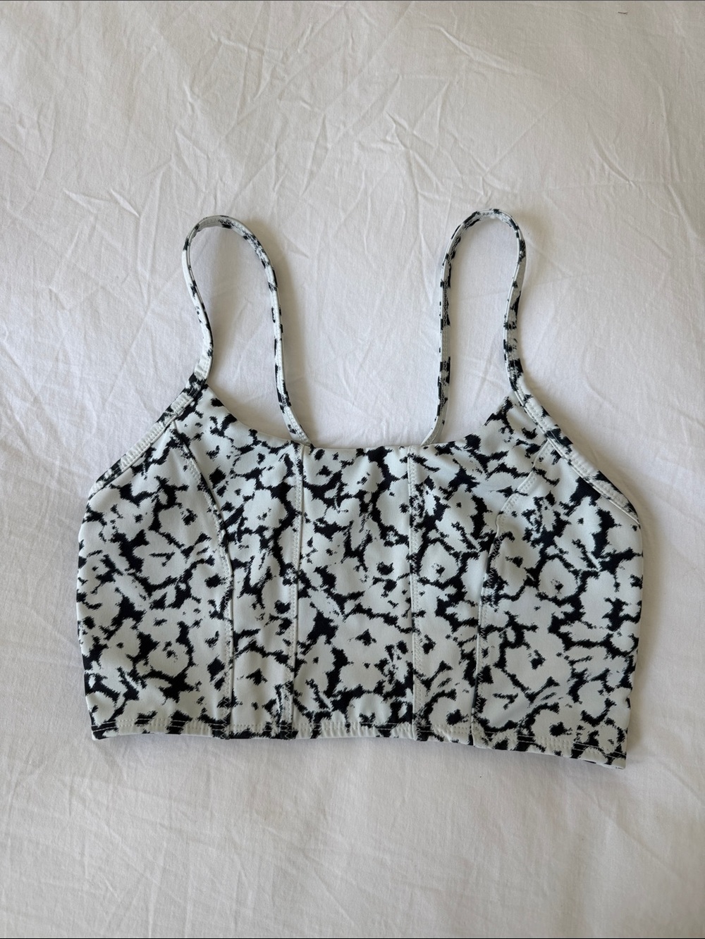 Black & White Abstract Print Cropped Workout Tank